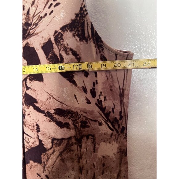 Dana Buchman XL Sleeveless Floral Printed Dress Brown Beige Comfortable Y2K - Picture 14 of 16